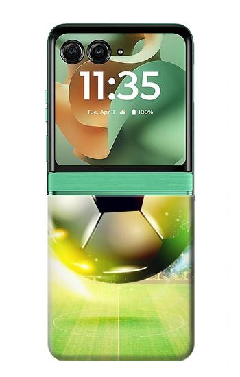 S3844 輝くサッカー サッカーボール Glowing Football Soccer Ball Motorola Razr 70+,60+, Razr+ (2026, 2025, 2024) バックケース、フリップケース・カバー
