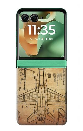 S3868 航空機の設計図の古い紙 Aircraft Blueprint Old Paper Motorola Razr 70+,60+, Razr+ (2026, 2025, 2024) バックケース、フリップケース・カバー