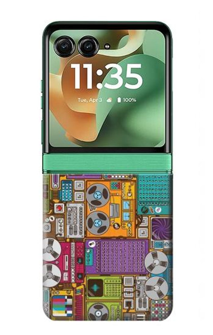 S3879 レトロな音楽の落書き Retro Music Doodle Motorola Razr 60, Razr 2025 バックケース、フリップケース・カバー