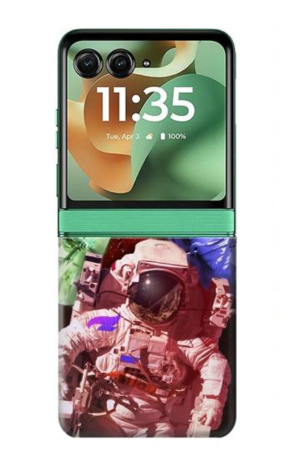 S3914 カラフルな星雲の宇宙飛行士スーツ銀河 Colorful Nebula Astronaut Suit Galaxy Motorola Razr 60, Razr 2025 バックケース、フリップケース・カバー