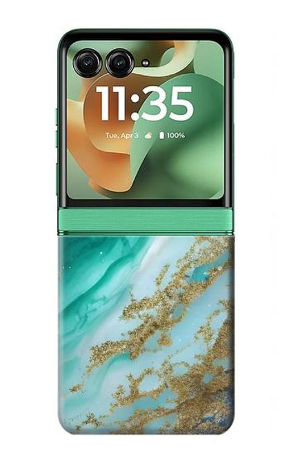 S3920 抽象的なオーシャンブルー色混合エメラルド Abstract Ocean Blue Color Mixed Emerald Motorola Razr 60, Razr 2025 バックケース、フリップケース・カバー