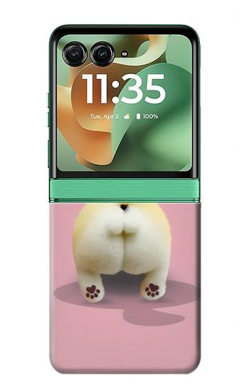 S3923 猫のお尻の虹のしっぽ Cat Bottom Rainbow Tail Motorola Razr 70+,60+, Razr+ (2026, 2025, 2024) バックケース、フリップケース・カバー
