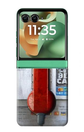 S3925 コラージュヴィンテージ公衆電話 Collage Vintage Pay Phone Motorola Razr 70+,60+, Razr+ (2026, 2025, 2024) バックケース、フリップケース・カバー