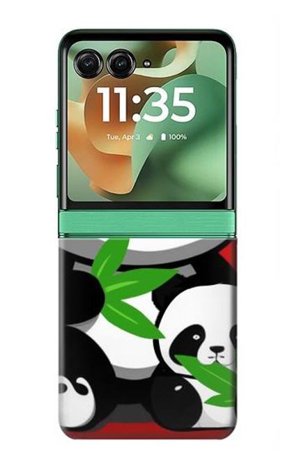 S3929 竹を食べるかわいいパンダ Cute Panda Eating Bamboo Motorola Razr 60, Razr 2025 バックケース、フリップケース・カバー