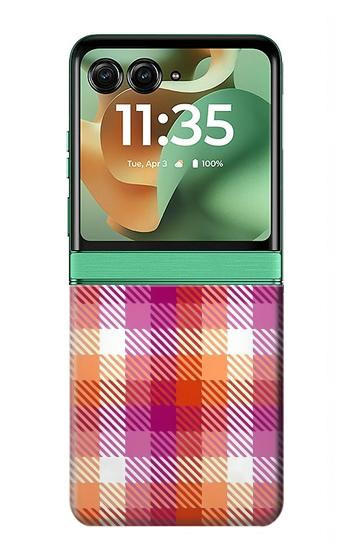 S3941 LGBT レズビアン プライド フラグ チェック柄 LGBT Lesbian Pride Flag Plaid Motorola Razr 70+,60+, Razr+ (2026, 2025, 2024) バックケース、フリップケース・カバー
