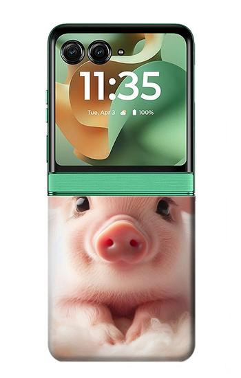 S3979 かわいい赤ちゃんブタ Cute Baby Pig Motorola Razr 70+,60+, Razr+ (2026, 2025, 2024) バックケース、フリップケース・カバー