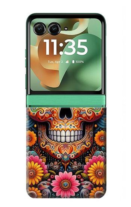 S3999 メキシコスカルの絵画 Mexican Skull Painting Motorola Razr 60, Razr 2025 バックケース、フリップケース・カバー