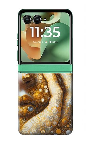 S4026 黄金の涙を流す女性 Women Crying Golden Tear Motorola Razr 70+,60+, Razr+ (2026, 2025, 2024) バックケース、フリップケース・カバー