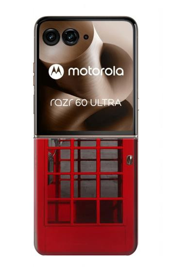 S0058 ロンドン〔イギリス〕の赤い電話ボックス Classic British Red Telephone Box Motorola Razr 70 Ultra, 60 Ultra, 50 Ultra, Ultra 2026, Ultra 2025 バックケース、フリップケース・カバー