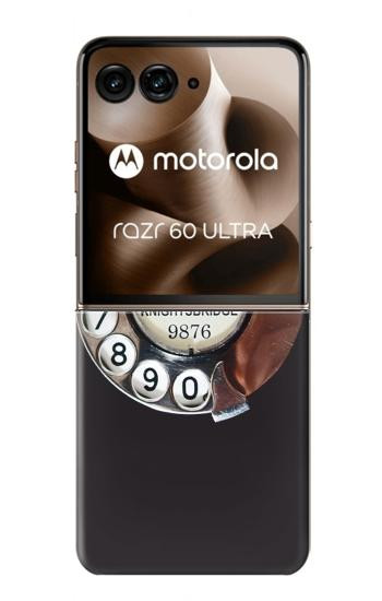 S0059 レトロなダイヤル式の電話ダイヤル Retro Rotary Phone Dial On Motorola Razr 70 Ultra, 60 Ultra, 50 Ultra, Ultra 2026, Ultra 2025 バックケース、フリップケース・カバー