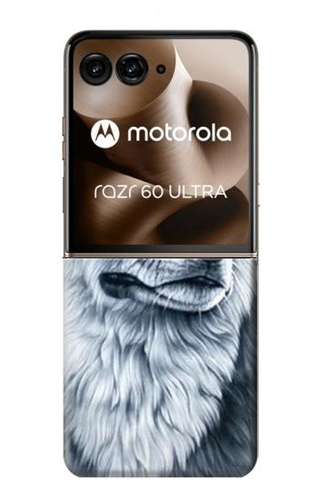 S0123 狼 ウルフ Grim White Wolf Motorola Razr 60 Ultra, Razr Ultra 2025 バックケース、フリップケース・カバー