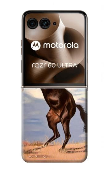 S0934 黒野生馬 Wild Black Horse Motorola Razr 60 Ultra, Razr Ultra 2025 バックケース、フリップケース・カバー