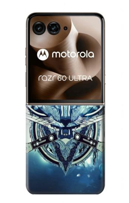 S1135 オオカミ Wolf with knives Rock Motorola Razr 60 Ultra, Razr Ultra 2025 バックケース、フリップケース・カバー