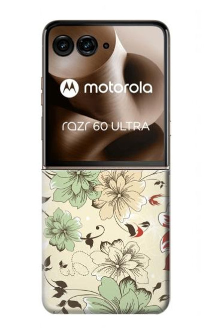 S2179 ヴィンテージ花のパターン Flower Floral Vintage Art Pattern Motorola Razr 60 Ultra, Razr Ultra 2025 バックケース、フリップケース・カバー