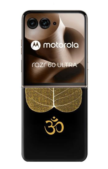 S2331 金の葉仏教 オームシンボル Gold Leaf Buddhist Om Symbol Motorola Razr 70 Ultra, 60 Ultra, 50 Ultra, Ultra 2026, Ultra 2025 バックケース、フリップケース・カバー