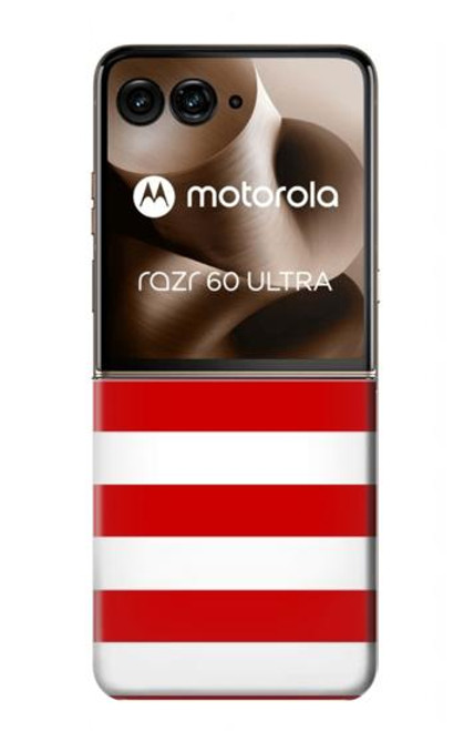 S2364 赤と白のストライプ Red and White Striped Motorola Razr 60 Ultra, Razr Ultra 2025 バックケース、フリップケース・カバー