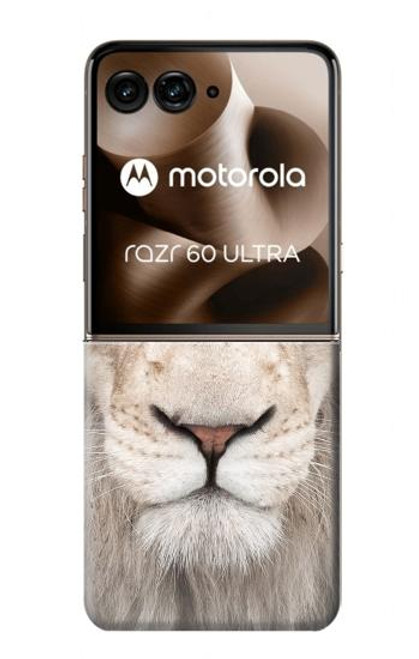 S2399 ホワイトライオンの顔 White Lion Face Motorola Razr 60 Ultra, Razr Ultra 2025 バックケース、フリップケース・カバー