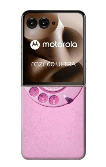 S2847 ピンクロータリー電話 Pink Retro Rotary Phone Motorola Razr 70 Ultra, 60 Ultra, 50 Ultra, Ultra 2026, Ultra 2025 バックケース、フリップケース・カバー