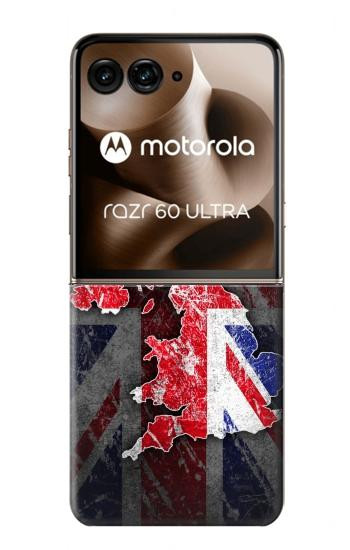 S2936 英国旗地図 UK British Flag Map Motorola Razr 60 Ultra, Razr Ultra 2025 バックケース、フリップケース・カバー