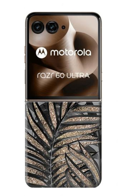 S3692 灰色の黒いヤシの葉 Gray Black Palm Leaves Motorola Razr 60 Ultra, Razr Ultra 2025 バックケース、フリップケース・カバー