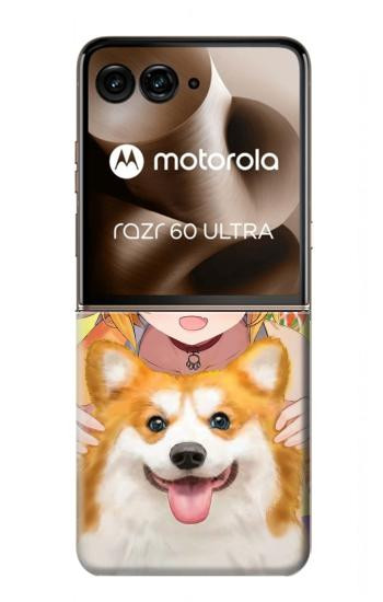 S3918 赤ちゃんコーギー犬コーギー女の子キャンディー Baby Corgi Dog Corgi Girl Candy Motorola Razr 70 Ultra, 60 Ultra, 50 Ultra, Ultra 2026, Ultra 2025 バックケース、フリップケース・カバー