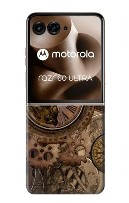 S3927 コンパスクロックゲージスチームパンク Compass Clock Gage Steampunk Motorola Razr 60 Ultra, Razr Ultra 2025 バックケース、フリップケース・カバー