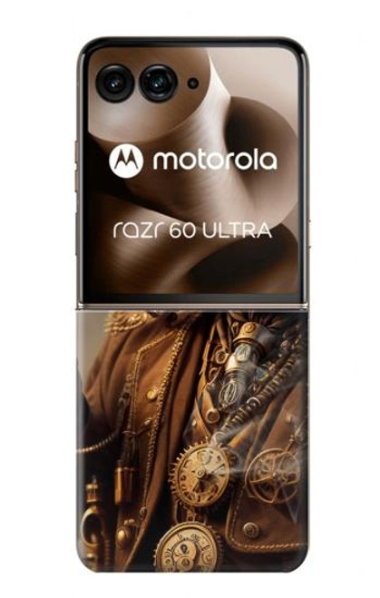 S3949 スチームパンクなスカルの喫煙 Steampunk Skull Smoking Motorola Razr 60 Ultra, Razr Ultra 2025 バックケース、フリップケース・カバー