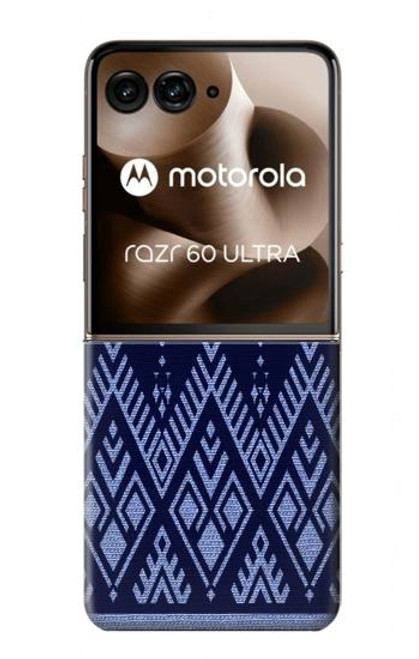 S3950 テキスタイル タイ ブルー パターン Textile Thai Blue Pattern Motorola Razr 60 Ultra, Razr Ultra 2025 バックケース、フリップケース・カバー