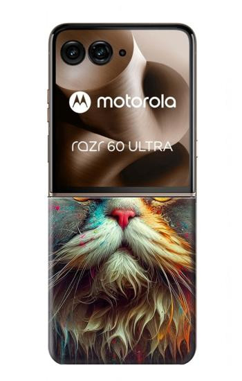 S3971 色を塗った猫 Cat Painted Color Motorola Razr 70 Ultra, 60 Ultra, 50 Ultra, Ultra 2026, Ultra 2025 バックケース、フリップケース・カバー