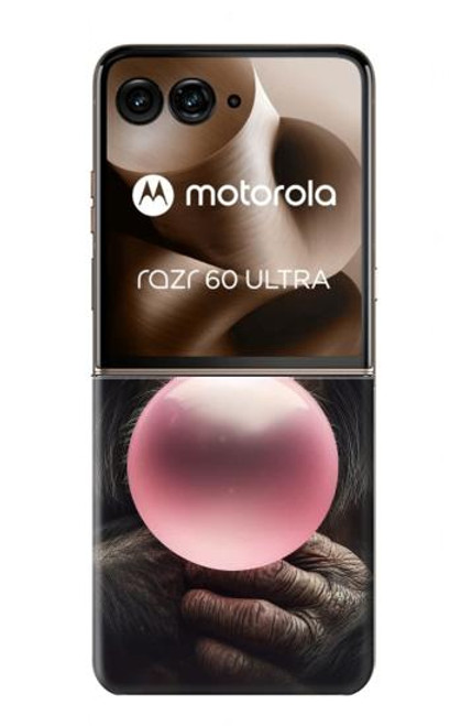 S3973 ピンクの風船ガムを吹くチンパンジー Chimpanzee Blowing Pink Bubblegum Motorola Razr 60 Ultra, Razr Ultra 2025 バックケース、フリップケース・カバー