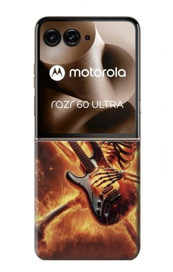 S3984 ギターを弾く火の骸骨 Fire Skeleton Playing Guitar Motorola Razr 70 Ultra, 60 Ultra, 50 Ultra, Ultra 2026, Ultra 2025 バックケース、フリップケース・カバー