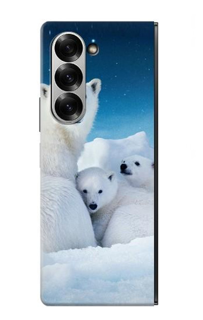 S0285 北極熊 北極 Polar Bear Family Arctic Samsung Galaxy Z Fold 7 バックケース、フリップケース・カバー