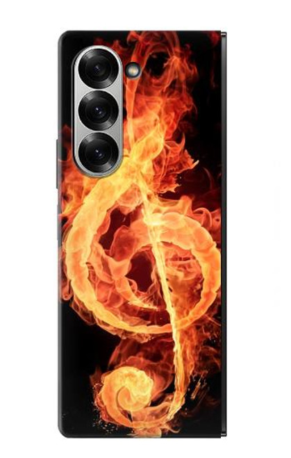 S0493 音楽ノート火災 Music Note Burn Samsung Galaxy Z Fold 7 バックケース、フリップケース・カバー