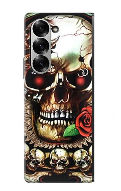 S0753 スカル 翼 バラ パンク Skull Wing Rose Punk Samsung Galaxy Z Fold 7 バックケース、フリップケース・カバー