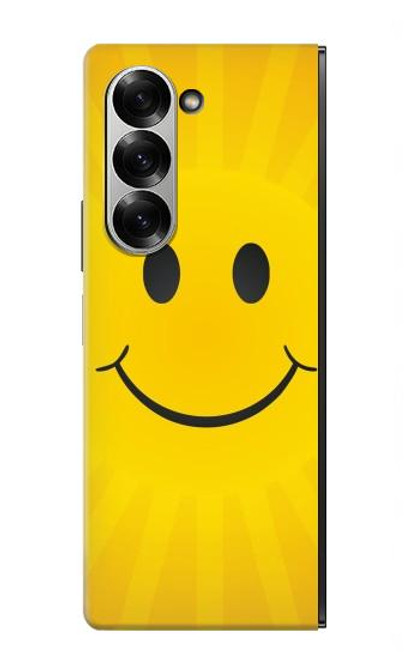 S1146 スマイル黄色の日 Yellow Sun Smile Samsung Galaxy Z Fold 7 バックケース、フリップケース・カバー