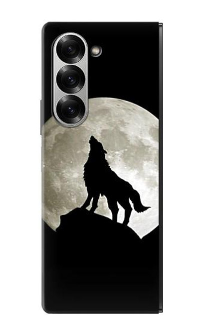 S1981 オオカミは 月にハウリング Wolf Howling at The Moon Samsung Galaxy Z Fold 7 バックケース、フリップケース・カバー