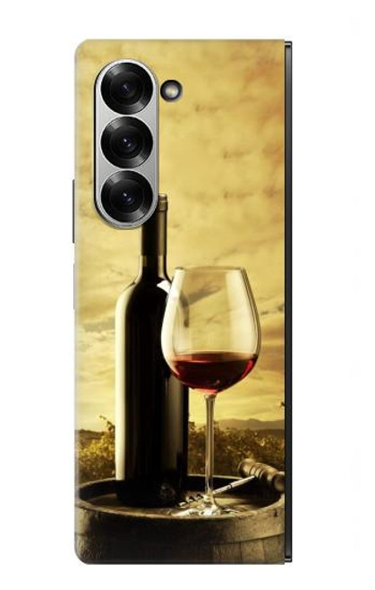 S2042 ブドウのボトルと赤ワインのグラス A Grape Vineyard Grapes Bottle and Glass of Red Wine Samsung Galaxy Z Fold 7 バックケース、フリップケース・カバー