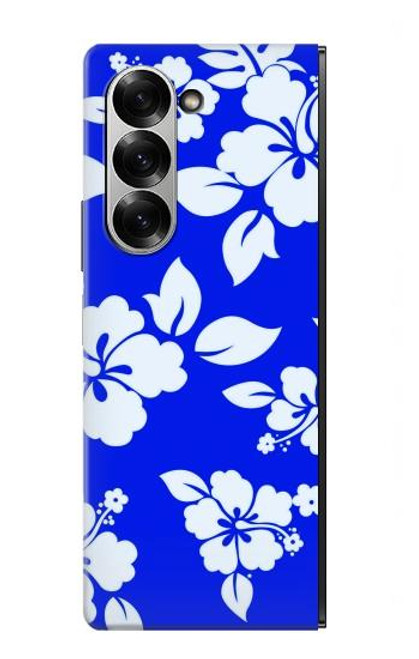 S2244 ハワイのハイビスカス青柄 Hawaiian Hibiscus Blue Pattern Samsung Galaxy Z Fold 7 バックケース、フリップケース・カバー