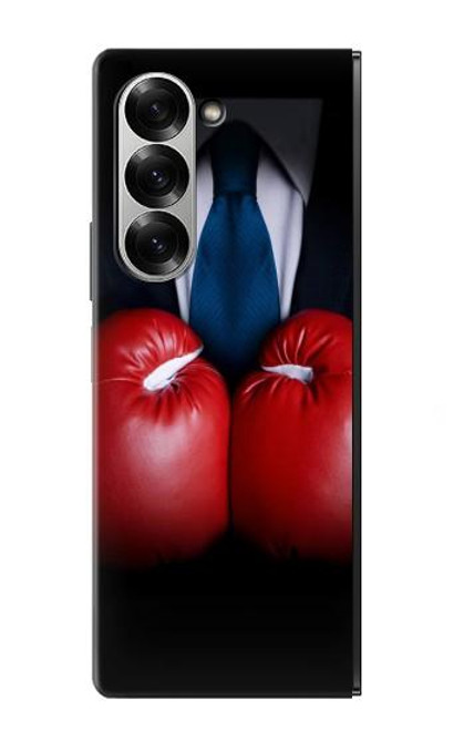 S2261 ボクシンググローブ黒スーツビジネスマン Businessman In Black Suit With Boxing Gloves Samsung Galaxy Z Fold 7 バックケース、フリップケース・カバー