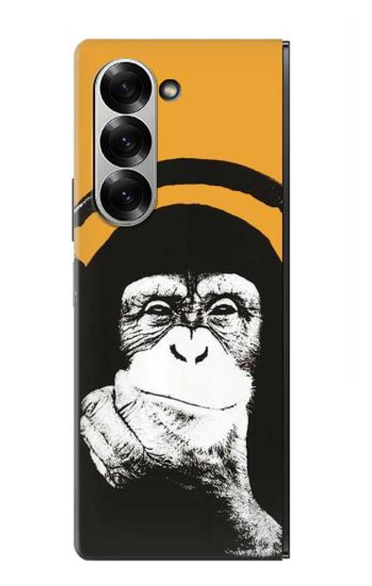 S2324 ヘッドフォンポップミュージックと面白い猿 Funny Monkey with Headphone Pop Music Samsung Galaxy Z Fold 7 バックケース、フリップケース・カバー