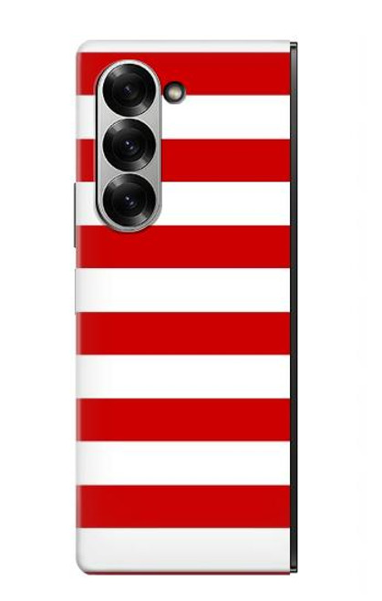 S2364 赤と白のストライプ Red and White Striped Samsung Galaxy Z Fold 7 バックケース、フリップケース・カバー