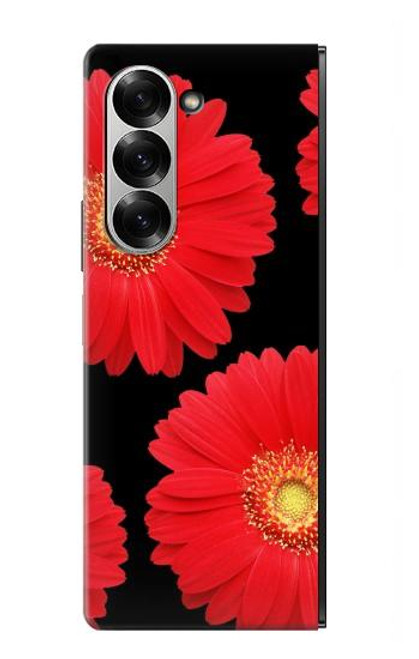 S2478 赤デイジーの花 Red Daisy flower Samsung Galaxy Z Fold 7 バックケース、フリップケース・カバー