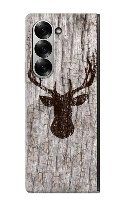 S2505 トナカイ古い木材グラフィックプリント Reindeer Head Old Wood Texture Graphic Printed Samsung Galaxy Z Fold 7 バックケース、フリップケース・カバー