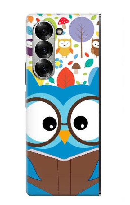 S2521 可愛いオタクフクロウ漫画 Cute Nerd Owl Cartoon Samsung Galaxy Z Fold 7 バックケース、フリップケース・カバー