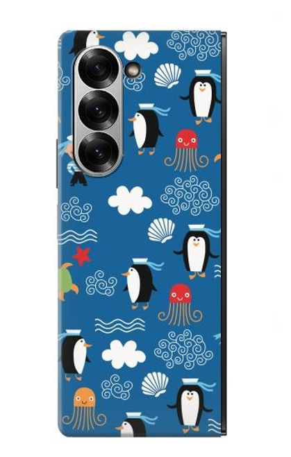 S2572 マリンペンギン柄 Marine Penguin Pattern Samsung Galaxy Z Fold 7 バックケース、フリップケース・カバー