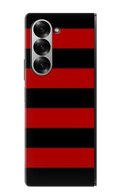 S2638 黒と赤のストライプ Black and Red Striped Samsung Galaxy Z Fold 7 バックケース、フリップケース・カバー