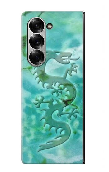 S2653 ドラゴングリーンターコイズストーングラフィックプリント Chinese Dragon Green Turquoise Stone Graphic Printed Samsung Galaxy Z Fold 7 バックケース、フリップケース・カバー