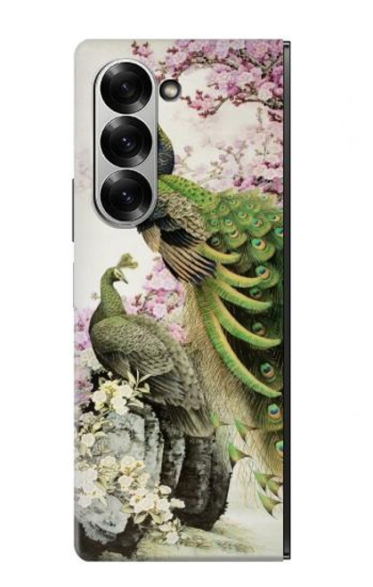 S2773 ピーコック中国の絵画 Peacock Chinese Brush Painting Samsung Galaxy Z Fold 7 バックケース、フリップケース・カバー