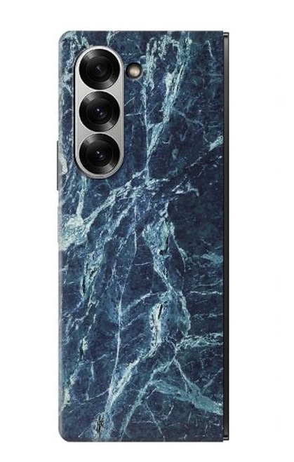 S2799 ライトブルーマーブルストーン グラフィックプリント Light Blue Marble Stone Texture Printed Samsung Galaxy Z Fold 7 バックケース、フリップケース・カバー