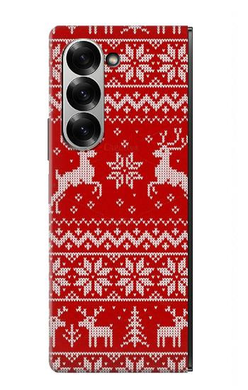 S2835 クリスマス トナカイ パターン Christmas Reindeer Knitted Pattern Samsung Galaxy Z Fold 7 バックケース、フリップケース・カバー